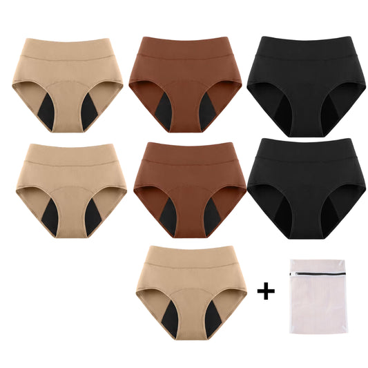 Mutande a vita alta ad assorbimento elevato (confezione da 7)+ Sacchetto per il lavaggio in omaggio 🎁